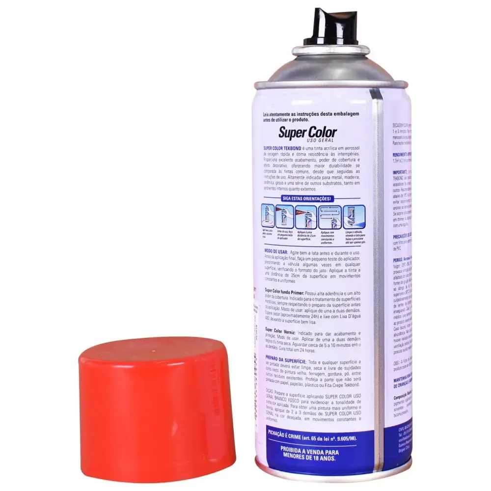 Tinta spray uso geral vermelho 350ML Tekbond — fotografia 7