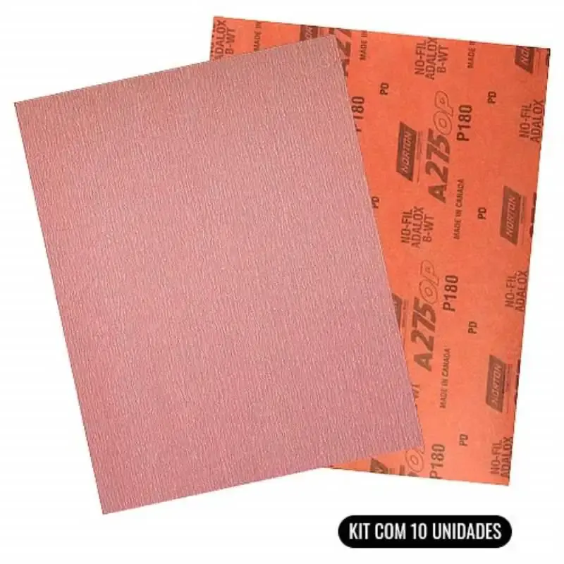 Lixa d'água a seco A275 grana 180 kit com 10 unidades Norton — fotografia de referência