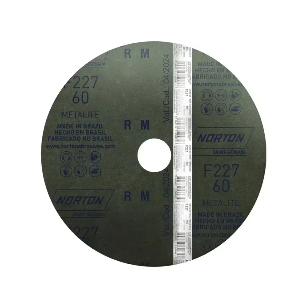 Disco lixa fibra F227 115X22MM grão 60 Norton — fotografia 5