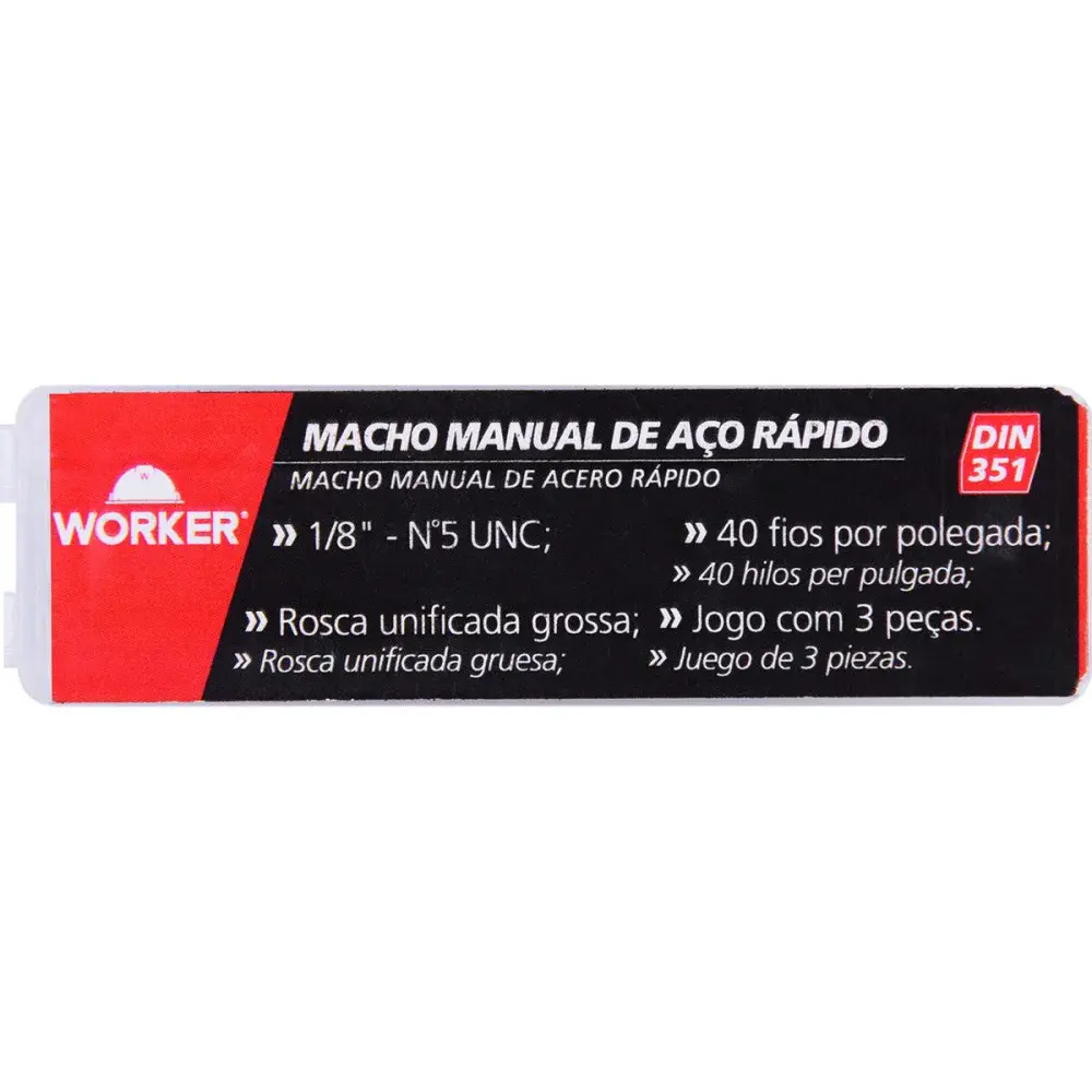Jogo de macho manual DIN351 unc 1/8 3 peç Worker — fotografia 6