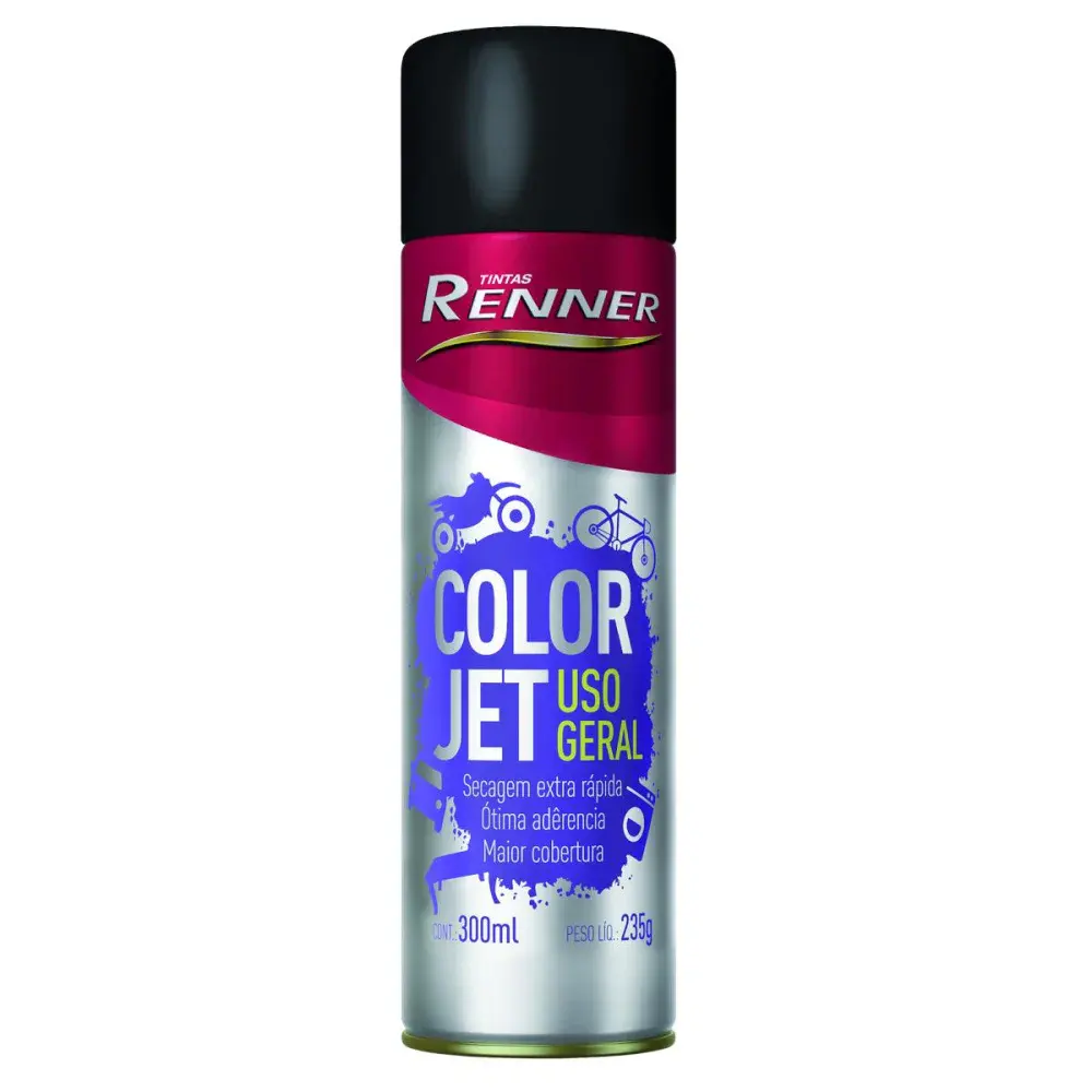 Tinta spray automotiva preto fosco Renner
