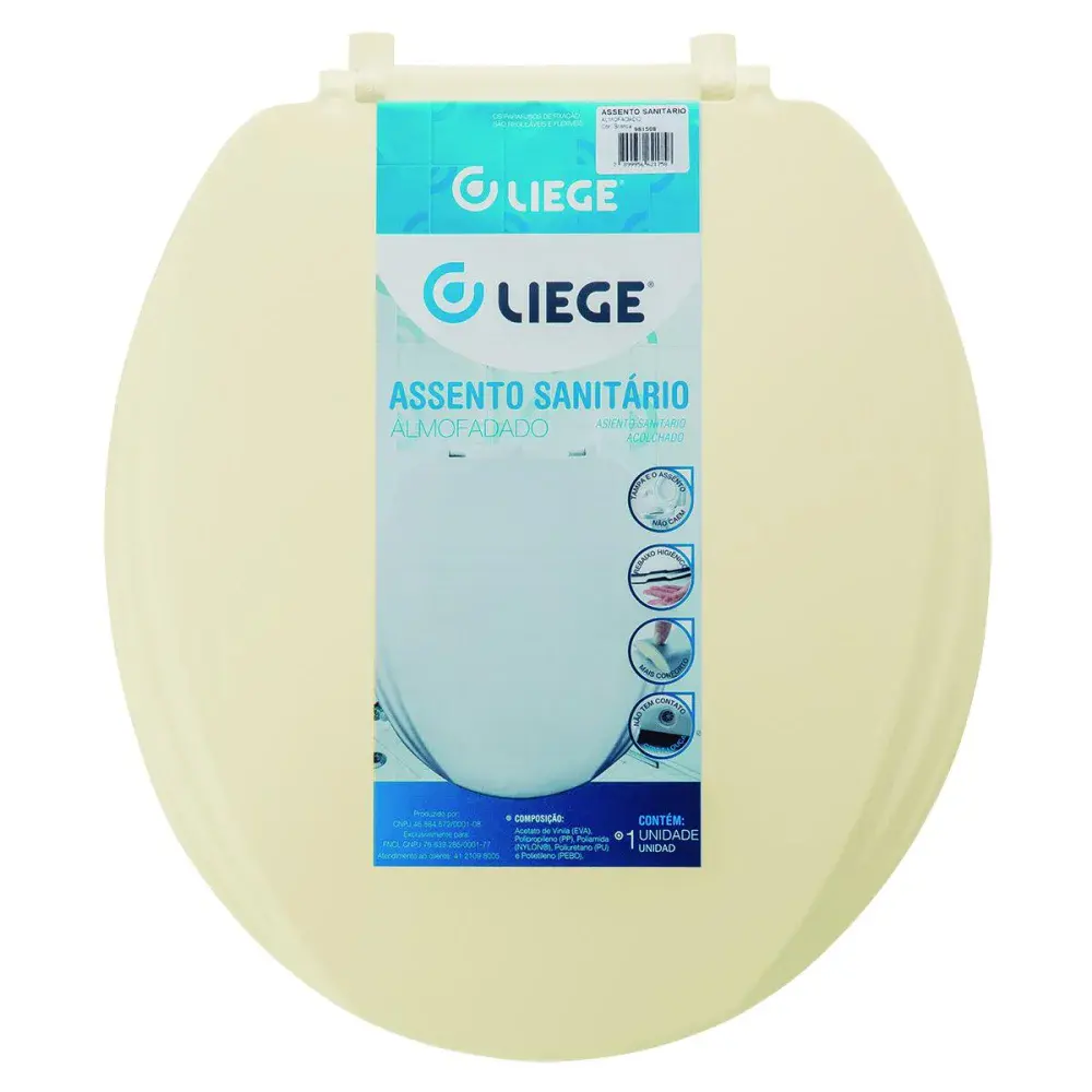 Assento sanitário almofadado de plástico bege Liege
