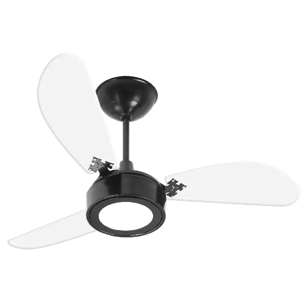 Ventilador de teto 3 pás 130W luminária LED várias cores cristal Venti-delta Preto 110 V — fotografia 9