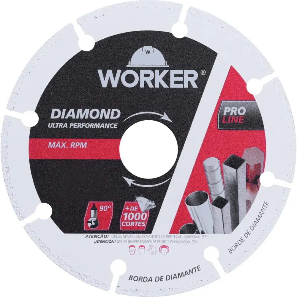 Disco corte diamantado para metais 115MM furo 7/8 Worker