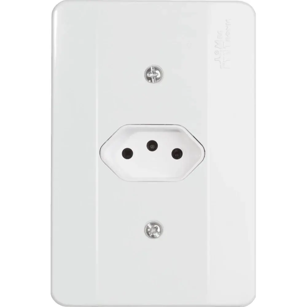 Tomada milleniun horizontal branca com placa 2P+T 20A Mectronic