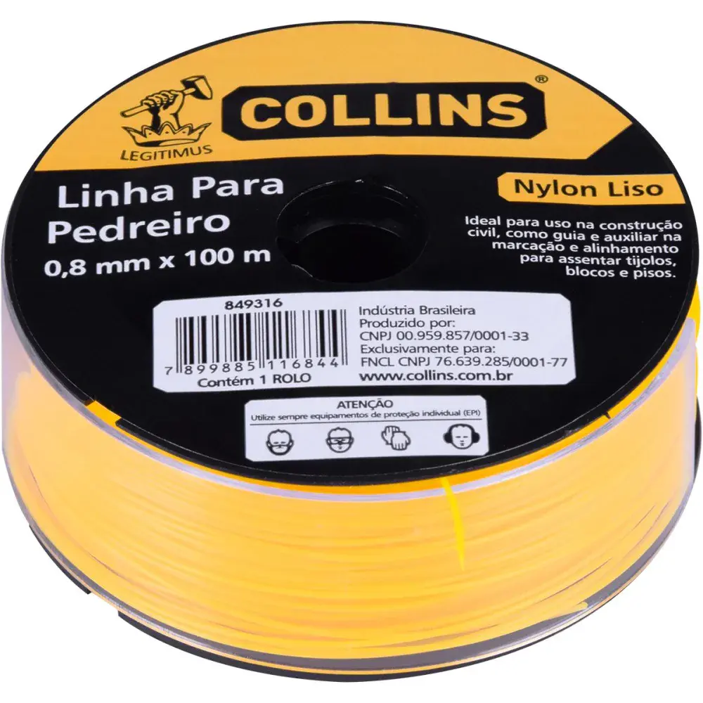 Linha pedreiro nylon amarelo 0,80M x 100MTS Collins — fotografia de referência