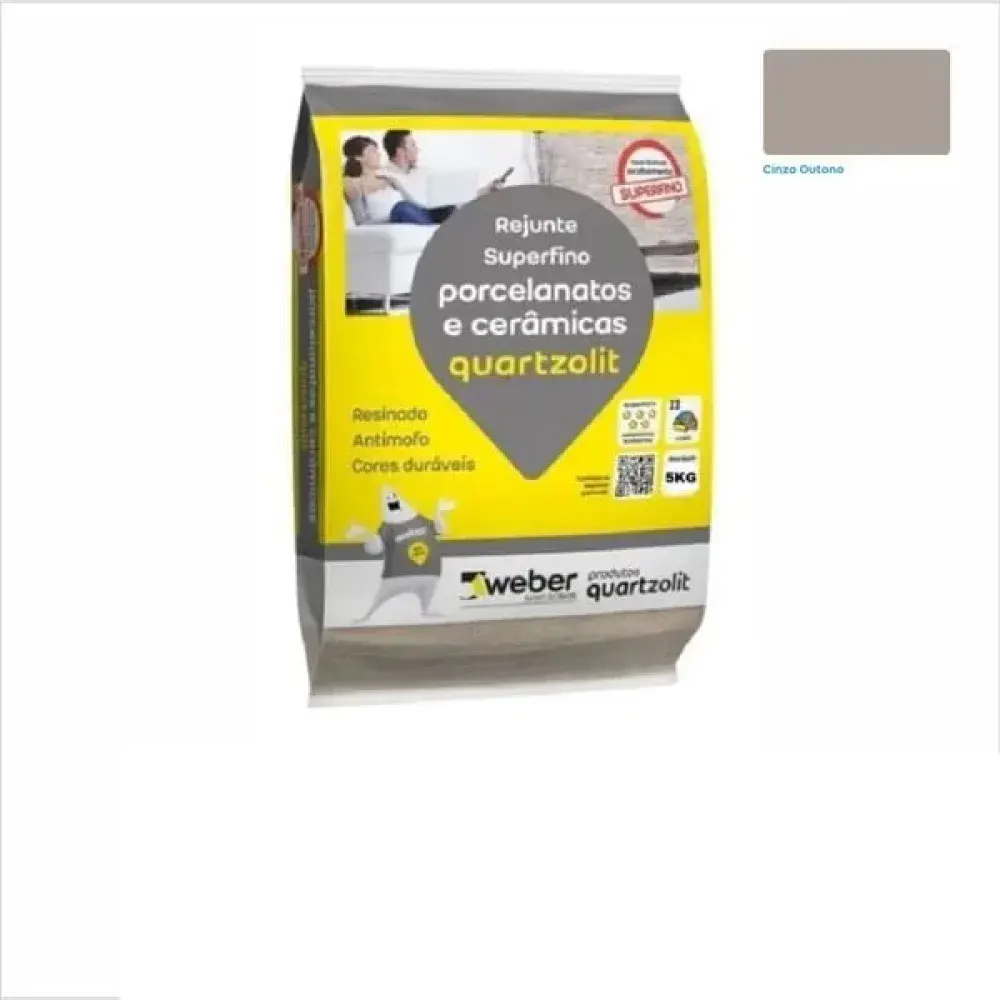 Rejunte para porcelanatos e cerâmicas cinza outono 5KG da Quartzolit — fotografia 2