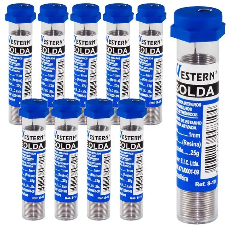 Estanho para solda em tubo 4 metros S-10 kit 10 unidades Western — fotografia de referência