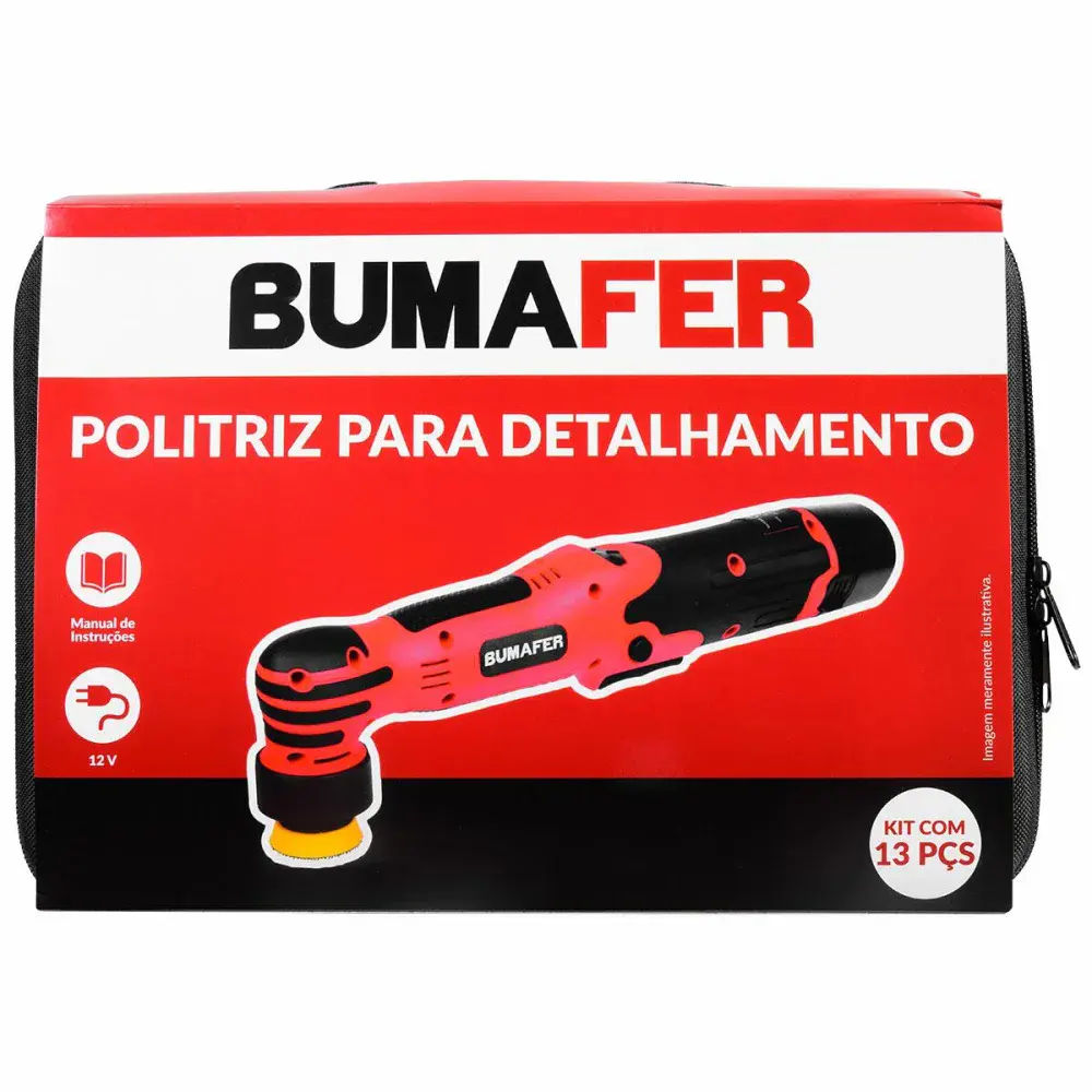 Politriz automotiva 80W 13 peç bateria 12V Bumafer — fotografia 2