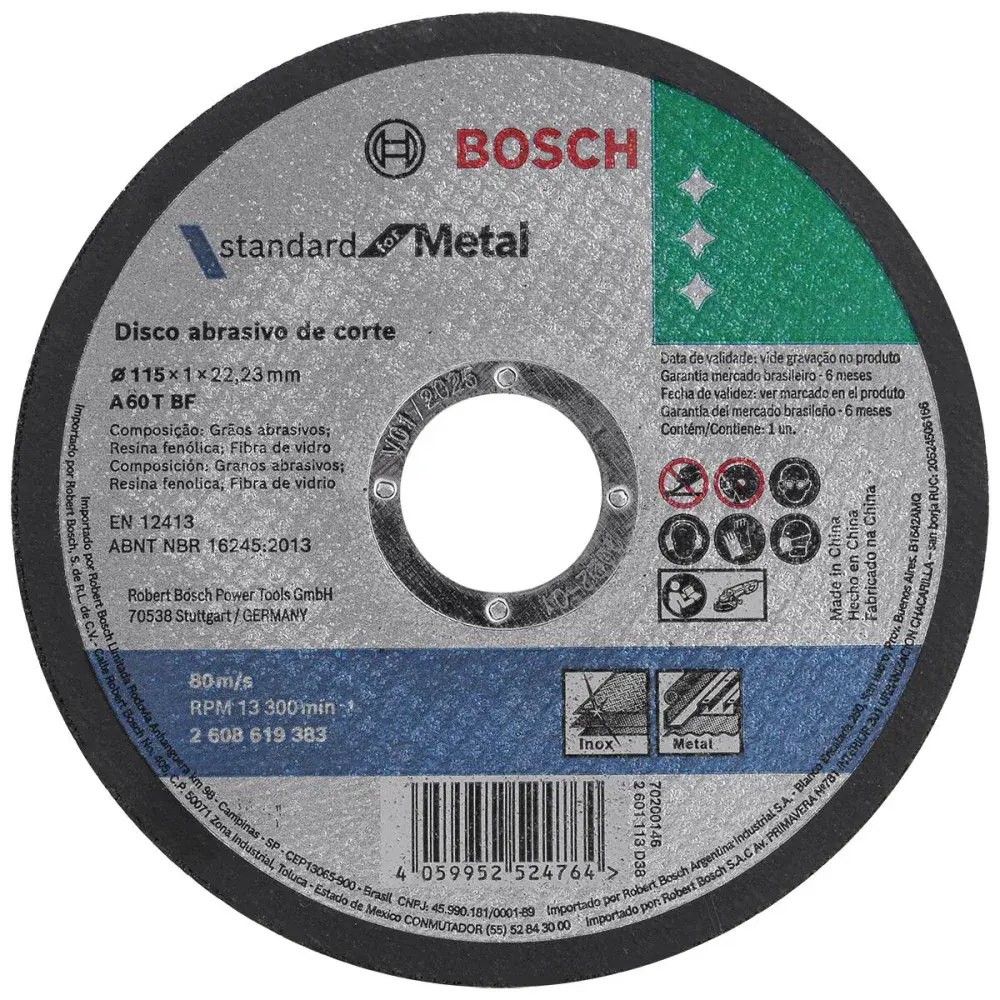 Disco de corte standard 115X1,,23MM inox Bosch — fotografia de referência