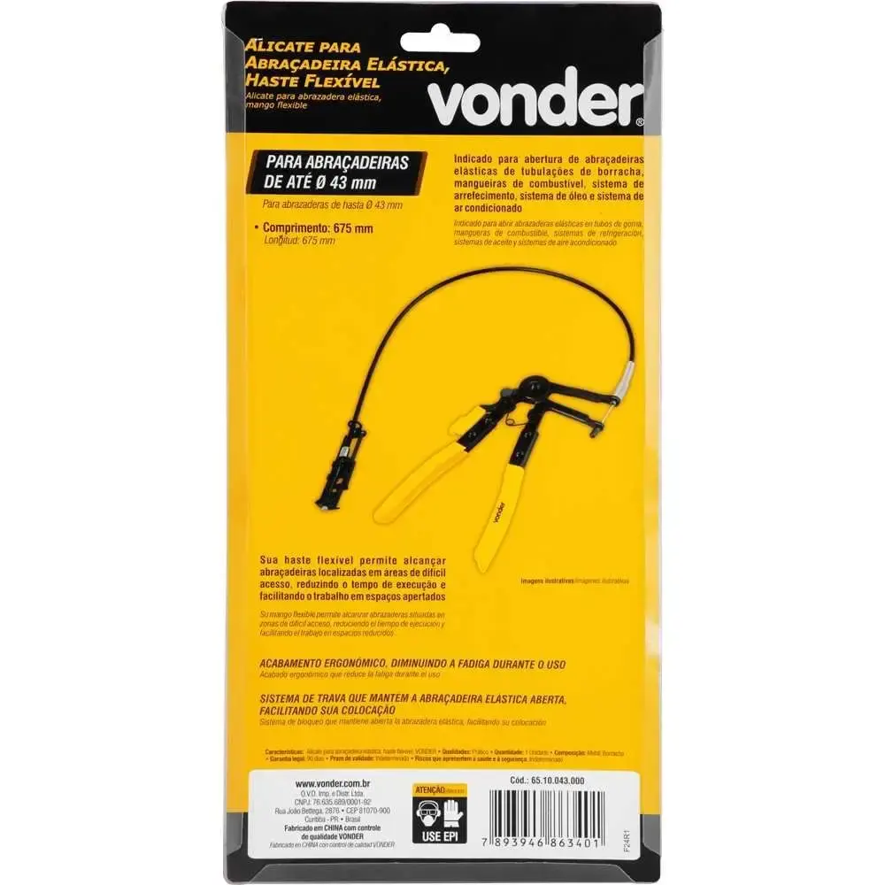 Alicate para abraçadeira elástica haste flexível 675MM Vonder — fotografia 5