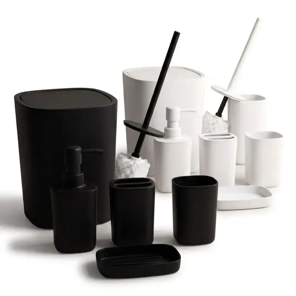 Conjunto de acessórios para banheiro kit com 6 peças minimalista luxo casa LYS Preto — fotografia de referência