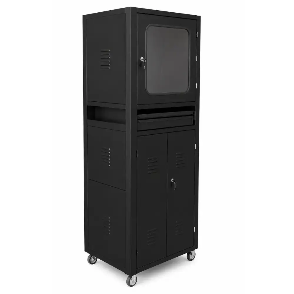 Rack fechado para computador R5 visor vidro temperado Fercar Azul — fotografia 6