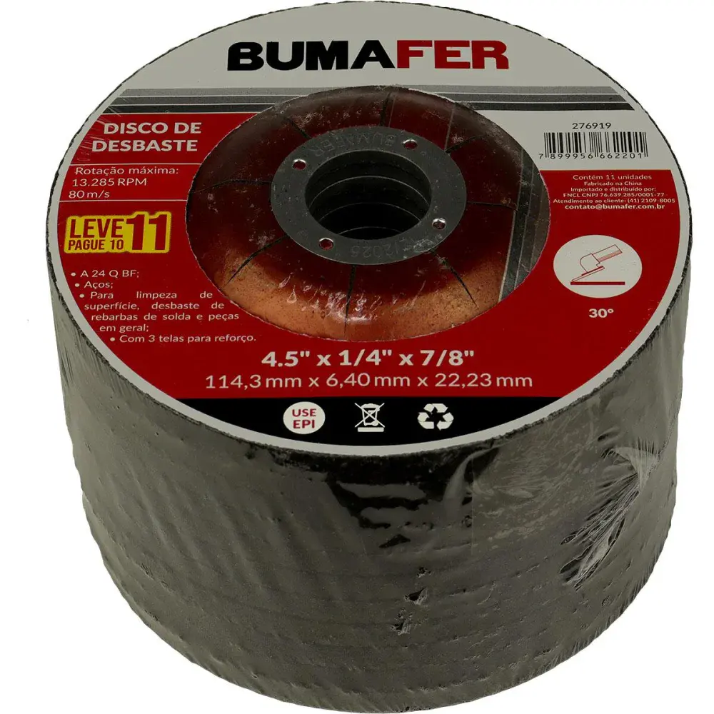 Disco de desbaste 4.5 x 6,40MM 11 peç Bumafer — fotografia de referência