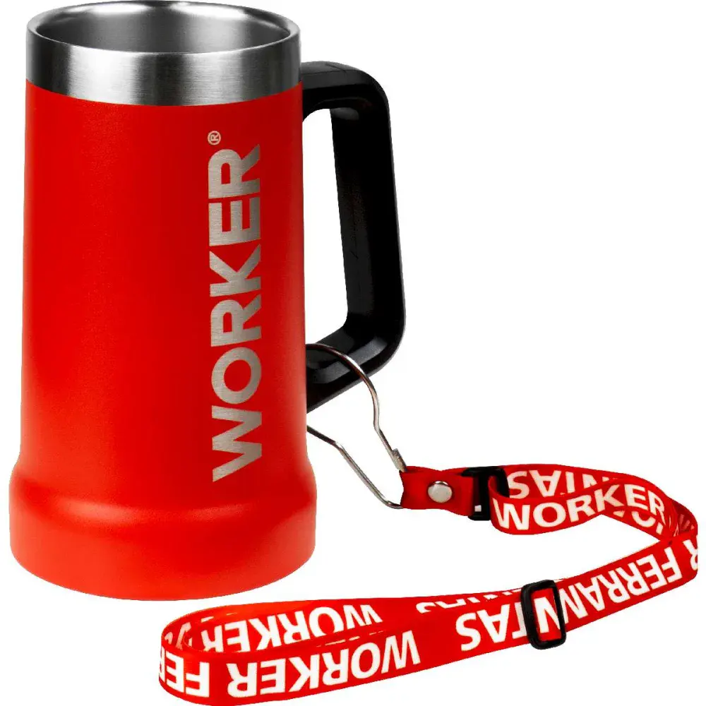 Caneca térmica vermelha 709ML sem tampa Worker
