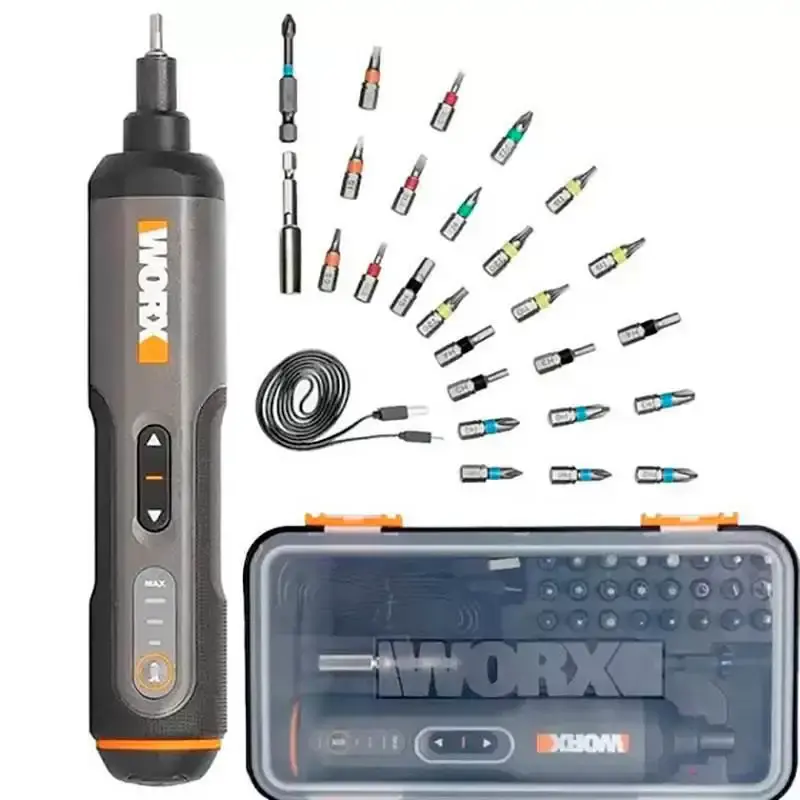 Parafusadeira à bateria 4,0V com led e kit bits WX240 Worx Bivolt — fotografia de referência