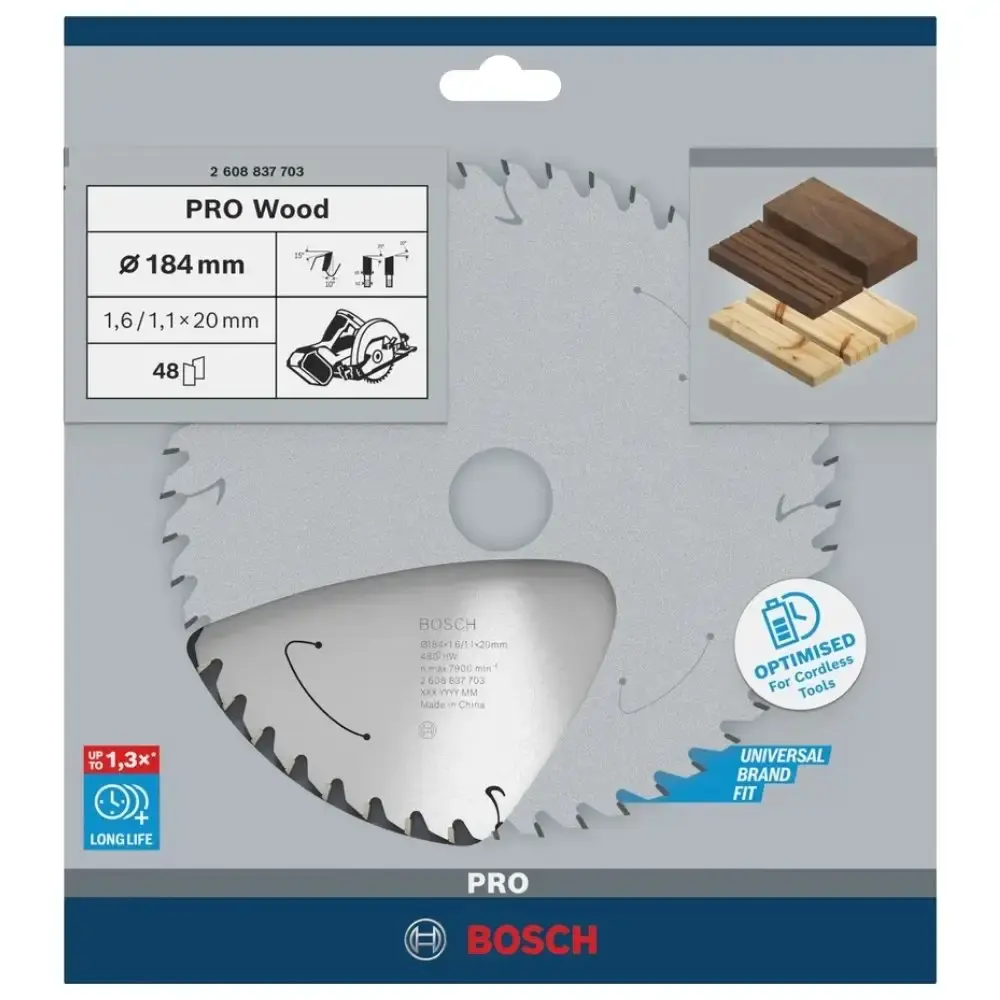 Disco de serra circular PRO wood cordless 184X20MM 48 dentes Bosch — fotografia 3