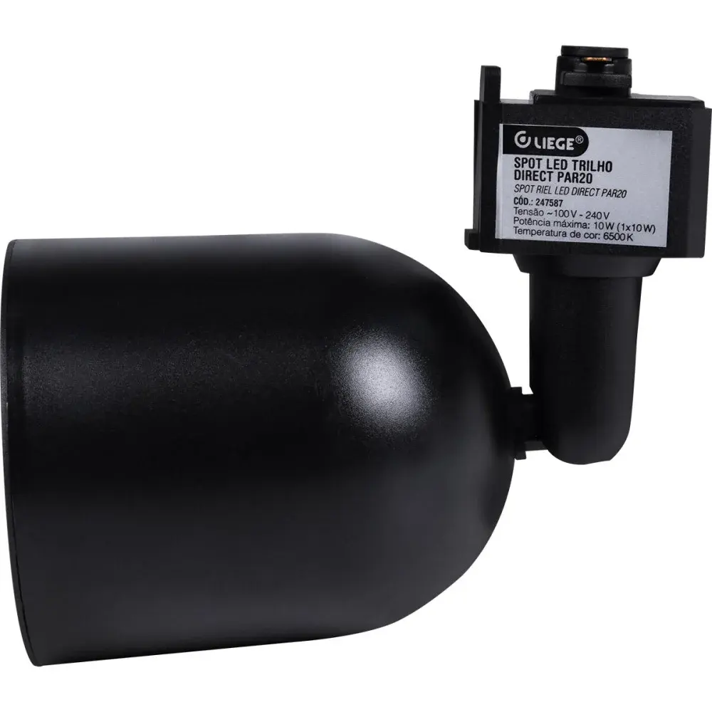 Spot led para trilho 10W 750LM 6500K biv preto Liege — fotografia 2