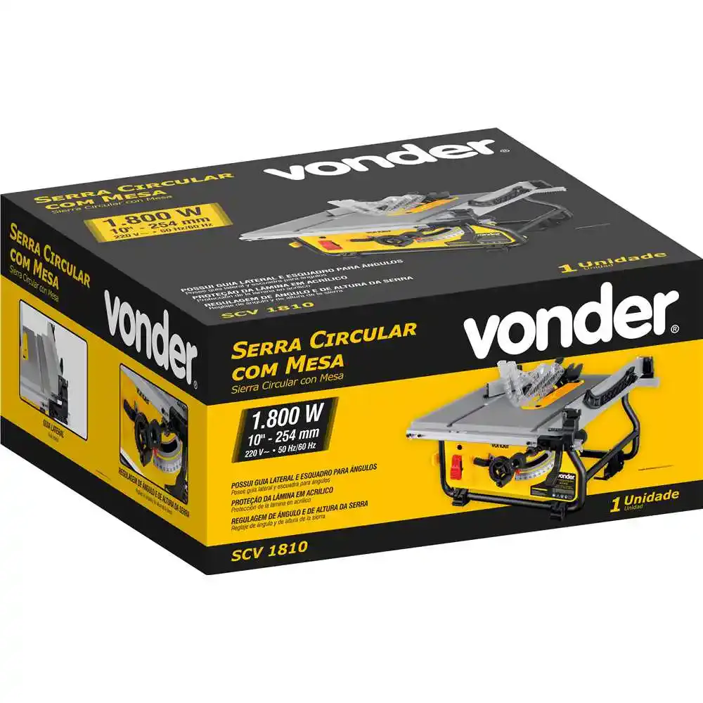 Serra circular de mesa 10 POL 1800W SCV1810 vonder 220 V Vonder Cross — fotografia 3