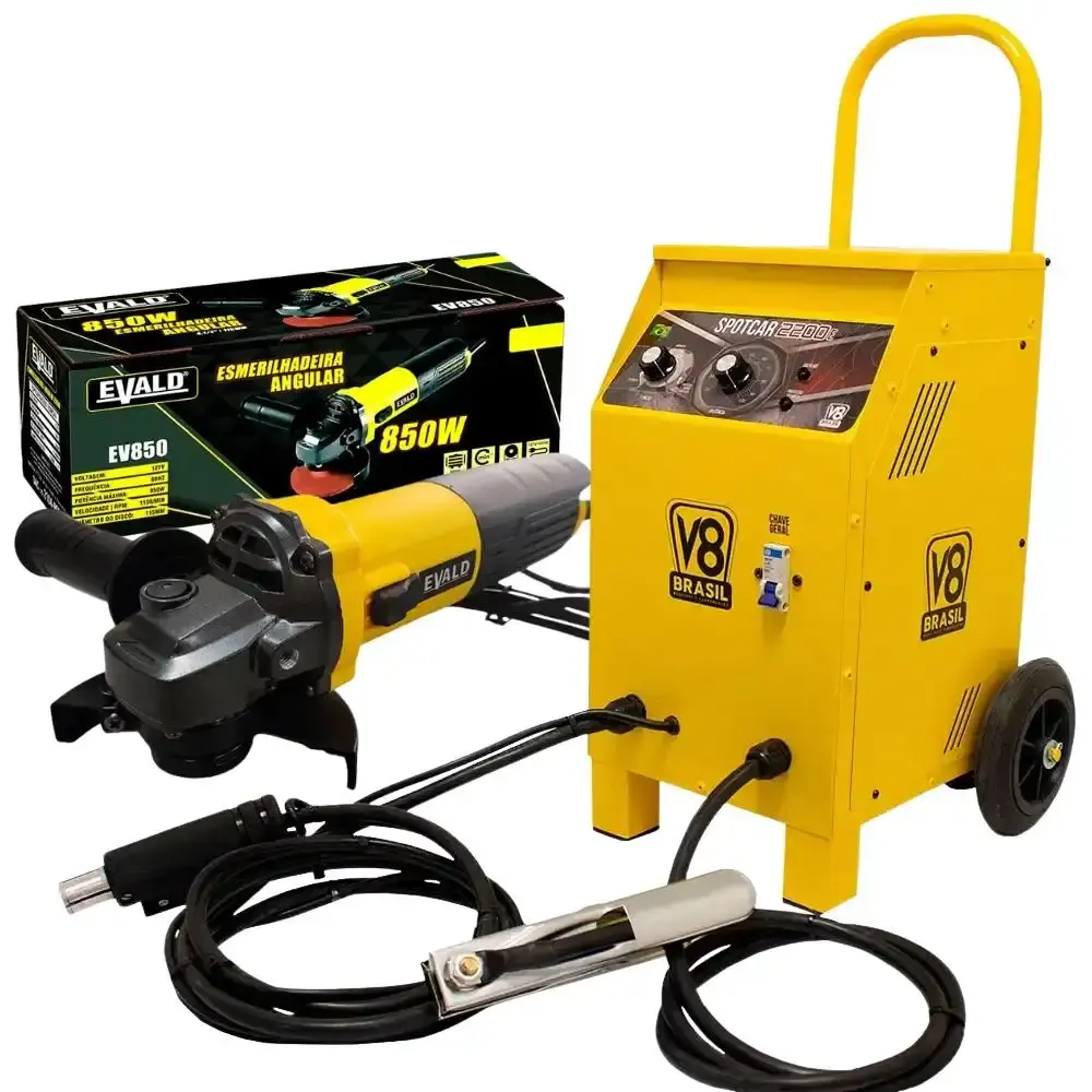 Esmerilhadeira angular 4,1/2POL 850W EV850 127V Evald com repuxadeira elétrica 60HZ 2200E 220V V8
