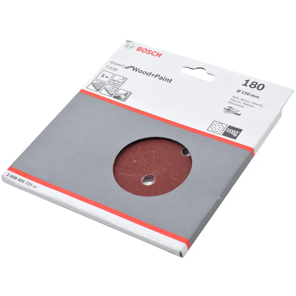 Folha de lixa C430 150MM com 5 unidades Bosch — fotografia 3