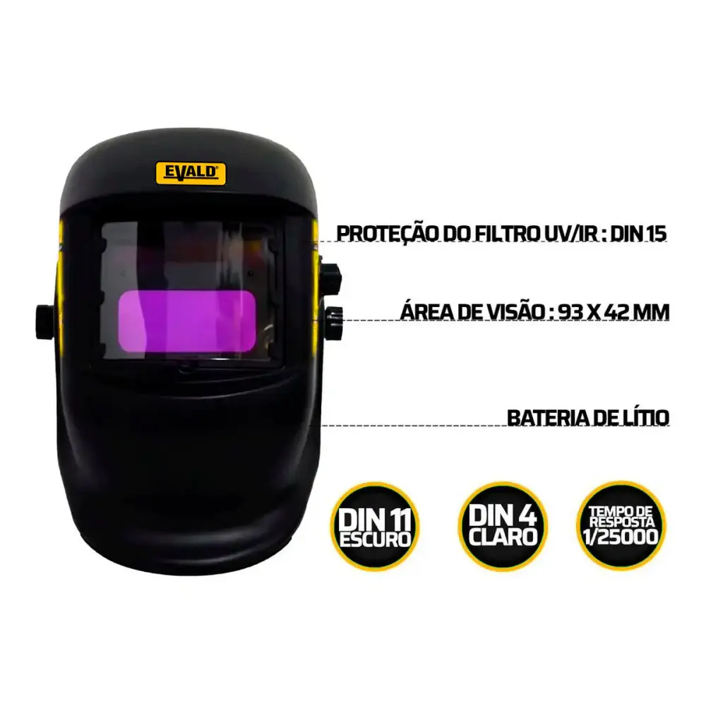 Máscara de solda automática com regulagem profissional EVR-1021 Evald — fotografia 5