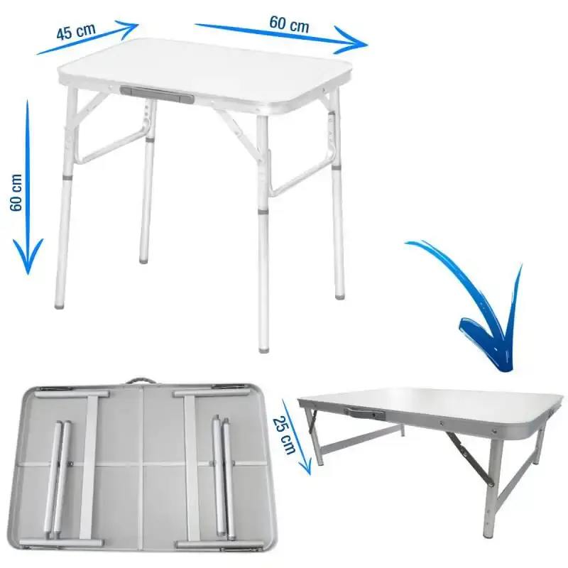 Mesa Dobrável de Alumínio Tampo de MDF 60 x 45 CM Vira Maleta PALISAD — fotografia de referência