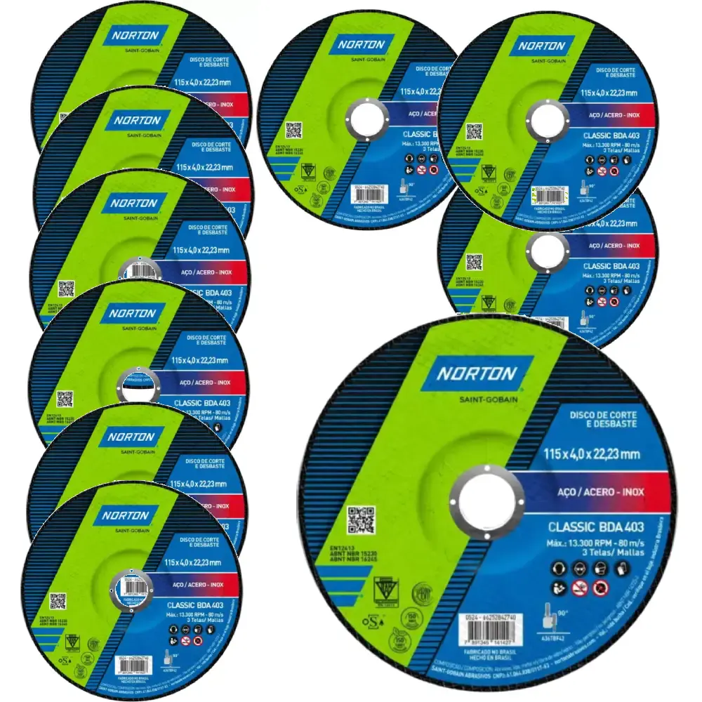 Disco de desbaste 4.1/2POLX6.4MM classic kit com 10 peças Norton