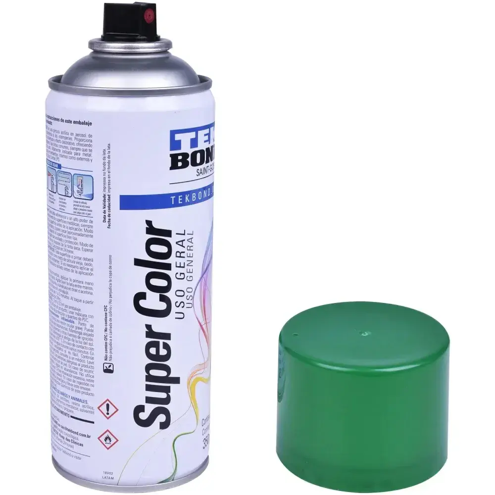 Tinta spray uso geral verde 350ML Tekbond — fotografia 8