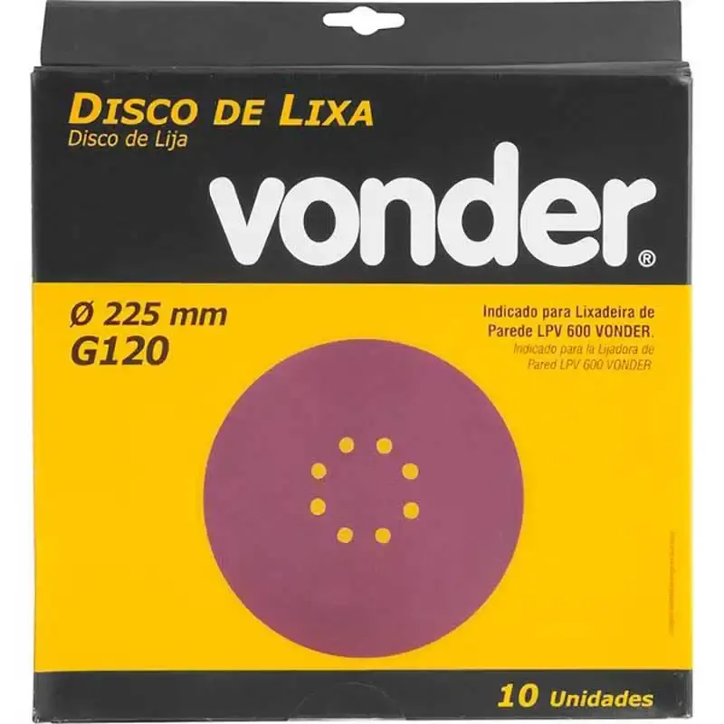 Disco de lixa para lixadeira de teto LPV 600 e LPV 1000 grão 120 kit 10 unidades Vonder — fotografia 5