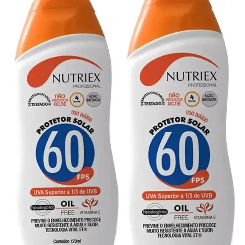 Kit 2 unidades protetor solar FPS 60 120ML bisnaga Nutriex — fotografia 2