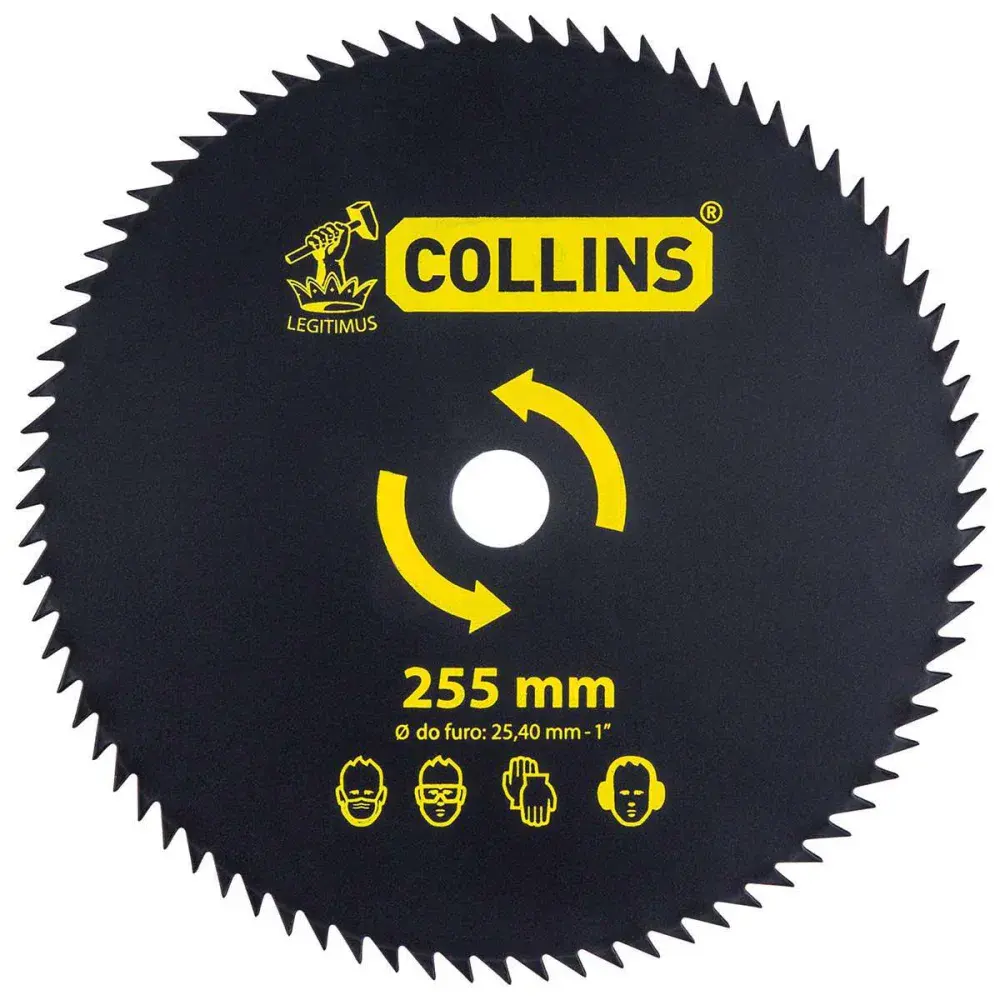Lamina roçadeira Collins 255MMX25,40MM 80 dentes — fotografia de referência