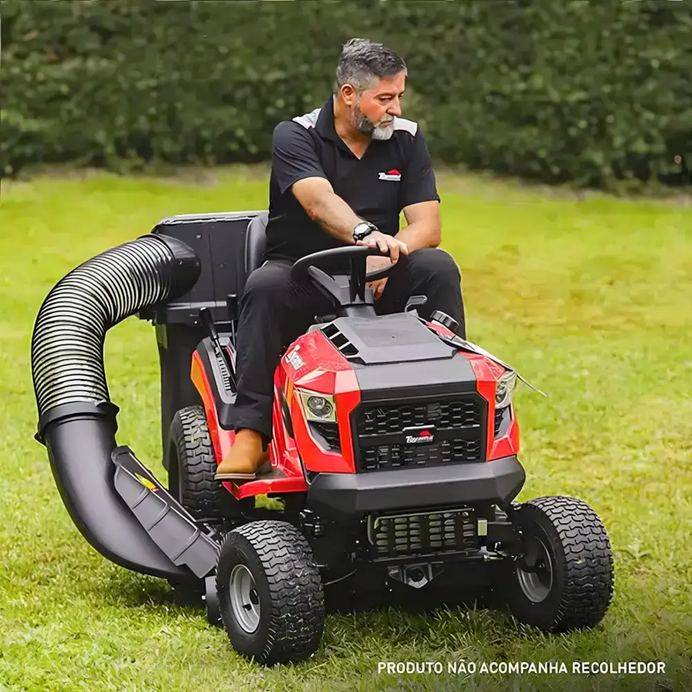 Trator cortador de grama à gasolina 19.5 HP 4T corte 1,07 metros TLT42 Toyama — fotografia 4