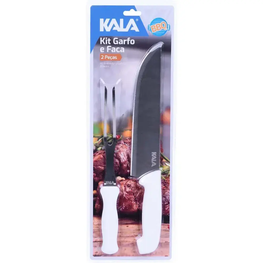 Kit garfo e faca para cozinha em aço inox 2 peç Kala — fotografia 7