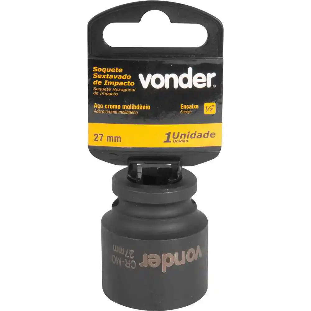 Soquete Sextavado de Impacto Encaixe 1/2 polegada 27Mm Cromado VONDER — fotografia 3