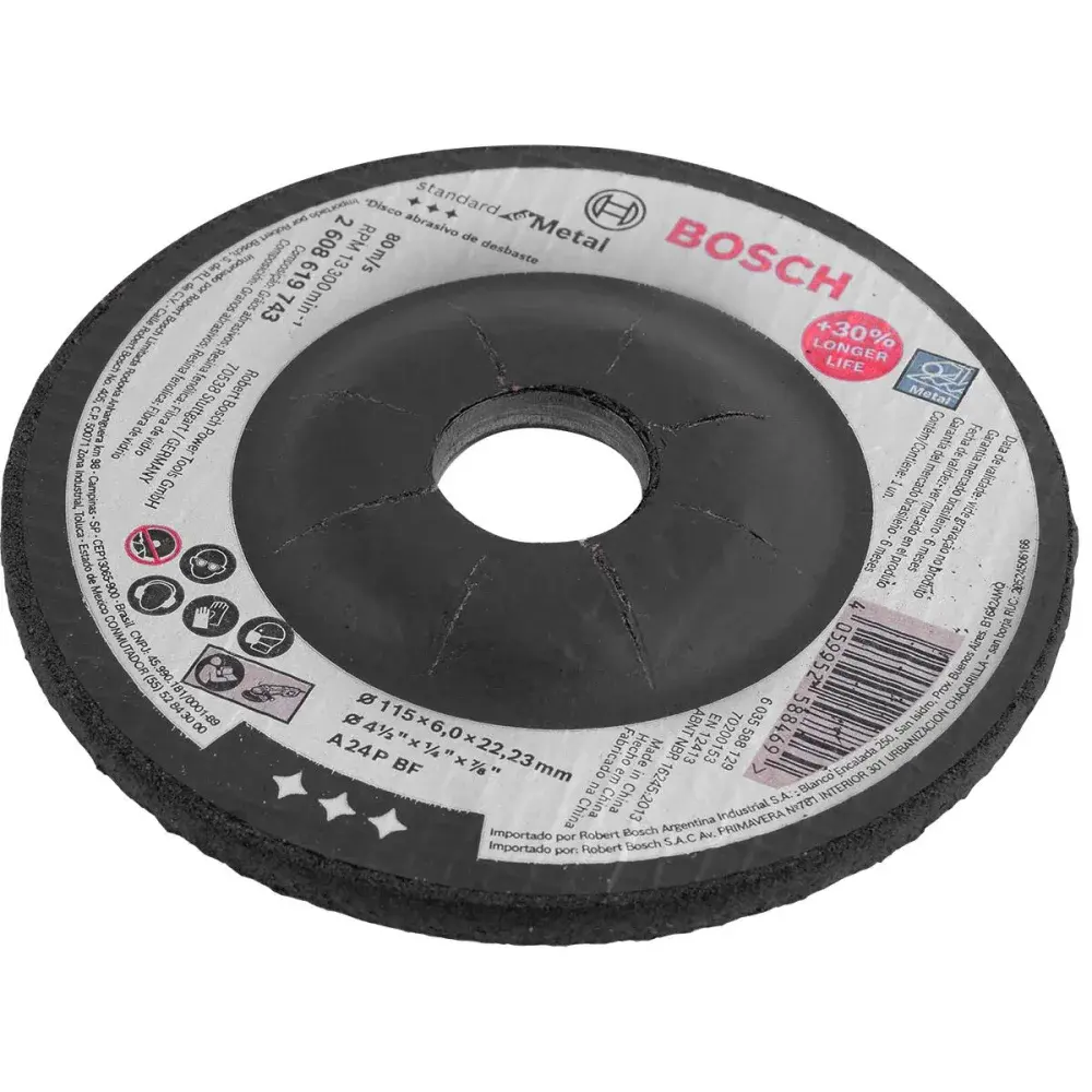 Disco de desbaste standard deprimido para metal 4.1/2 Bosch — fotografia 5