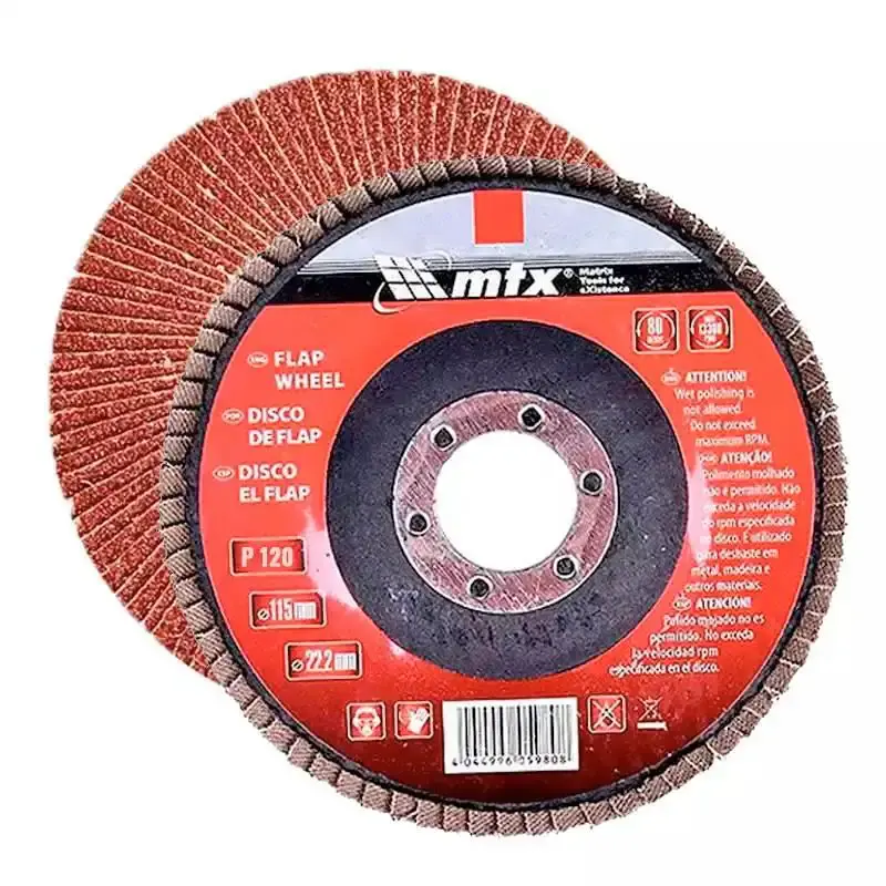 Disco de lixa flap 4.1/2 POL grana 120 kit com 10 unidades MTX — fotografia 2