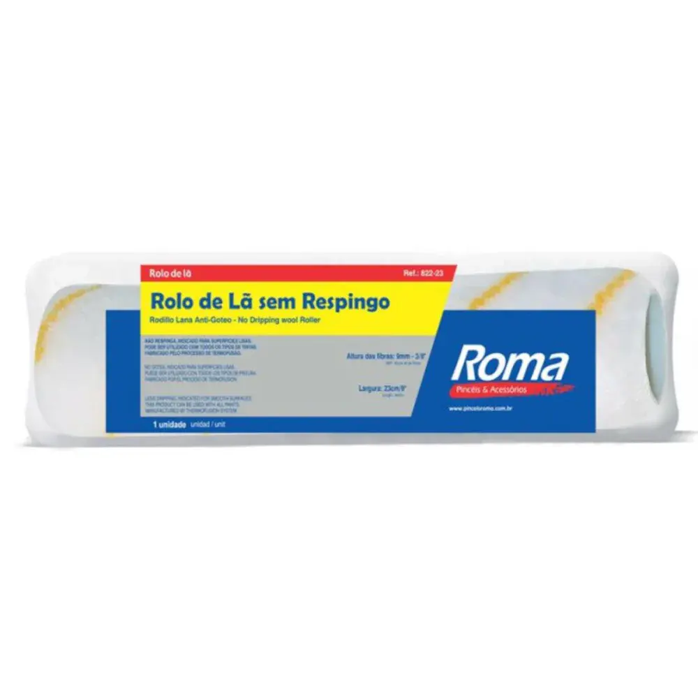 Rolo lã sem respingo 822 pincéis roma 23CM