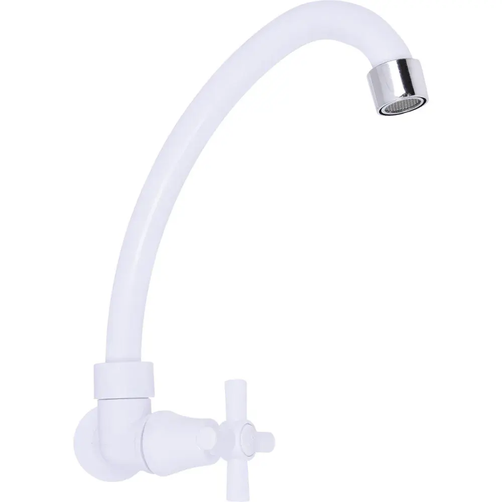 Torneira de parede com bica móvel 1/4 abs branco C66 Liege — fotografia 3