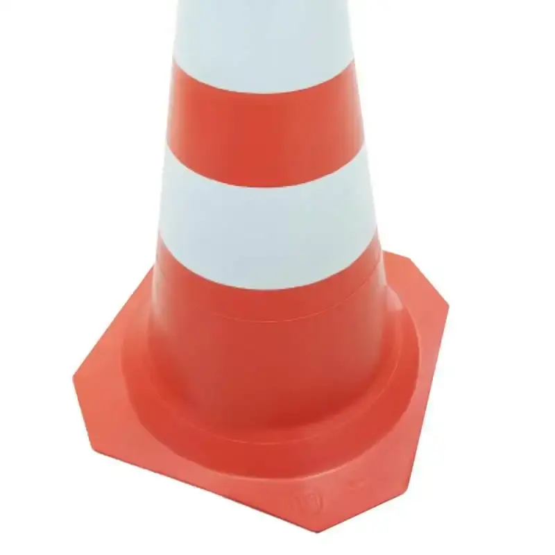 Cone sinalizador rígido PLT de PVC laranja e branco 50 CM Plastcor — fotografia 3