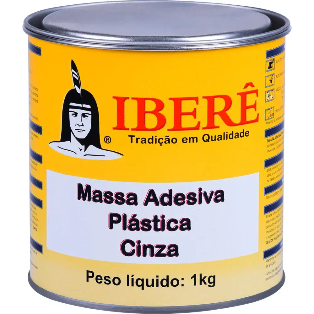 Massa adesiva plástica cinza 1KG iberê — fotografia 2