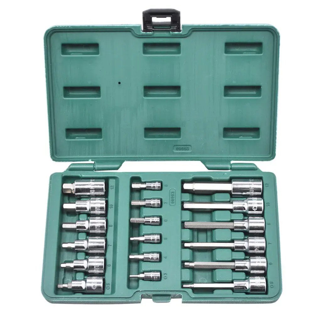 Jogo de soquetes com bits hexagonais 18 pçs 1/4 e 1/2” Sata — fotografia 4