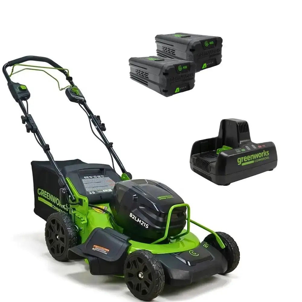 Cortador de grama brushless 82V com 2 baterias 4,0AH + carregador bivolt Greenworks — fotografia de referência