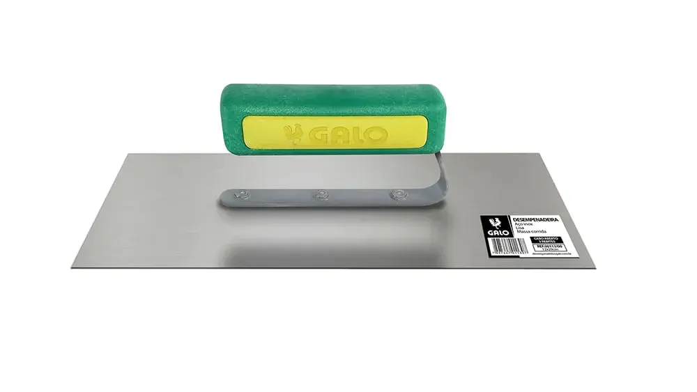 Desempenadeira de aço inox 12X29CM com cabo aberto Galo