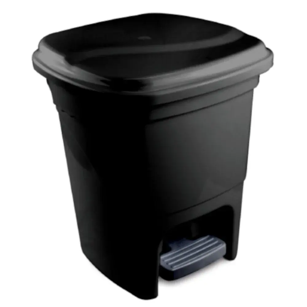 Lixeira com pedal 15L preta Plasvale