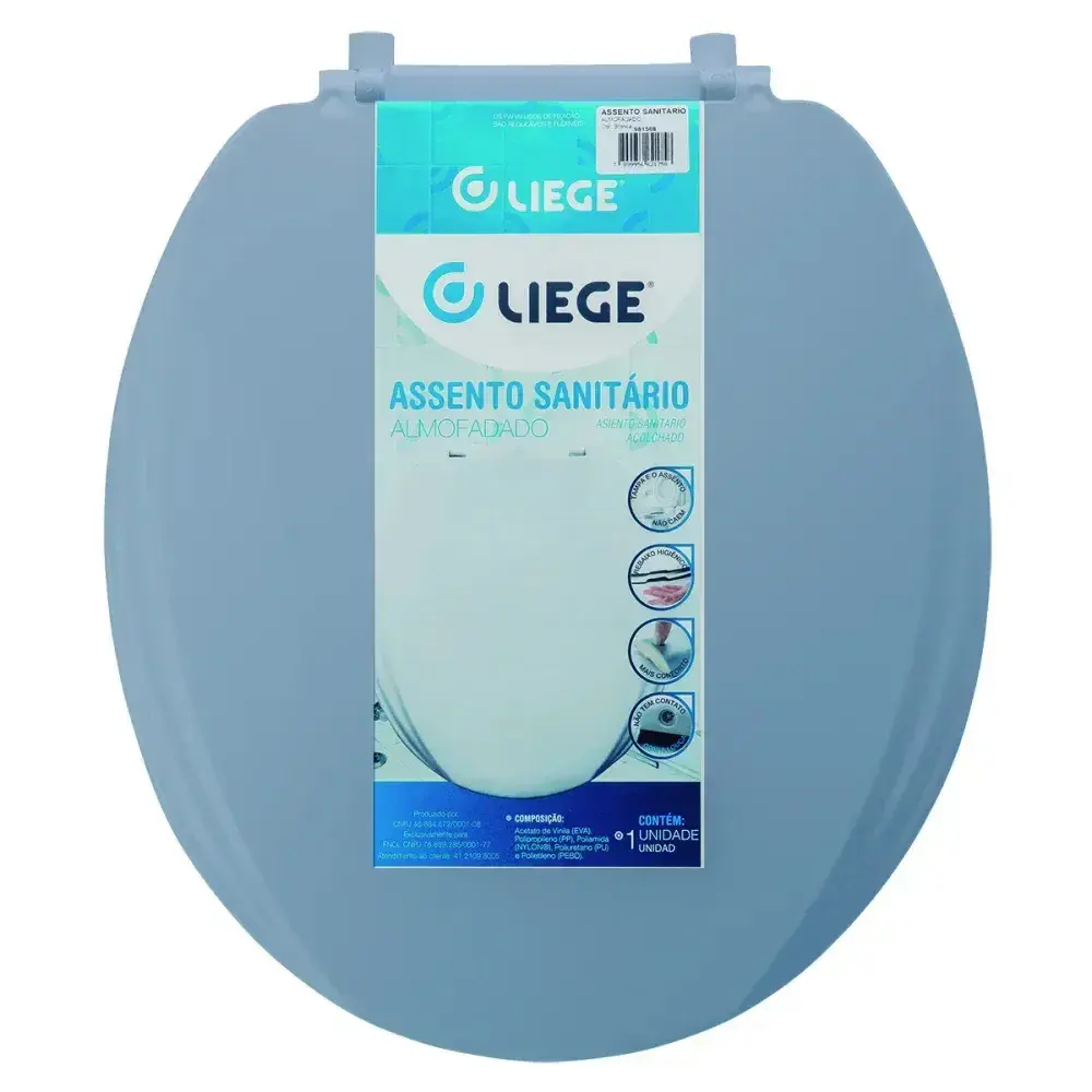 Assento sanitário almofadado de plástico cinza Liege — fotografia 8