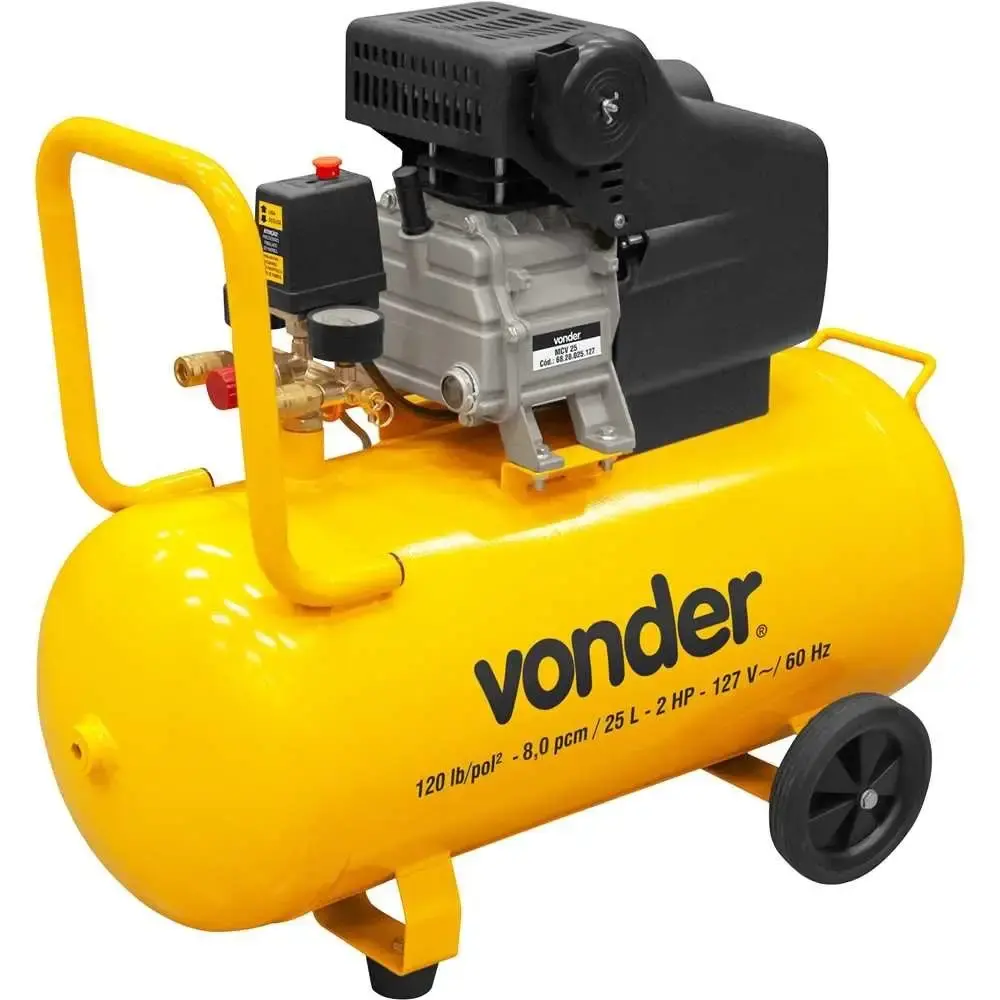 Compressor de ar portátil 8 pés 2 HP 25 litros MCV-25 Vonder 110 V