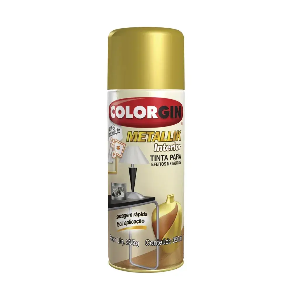Tinta spray metallik interior ouro Colorgin — fotografia 2