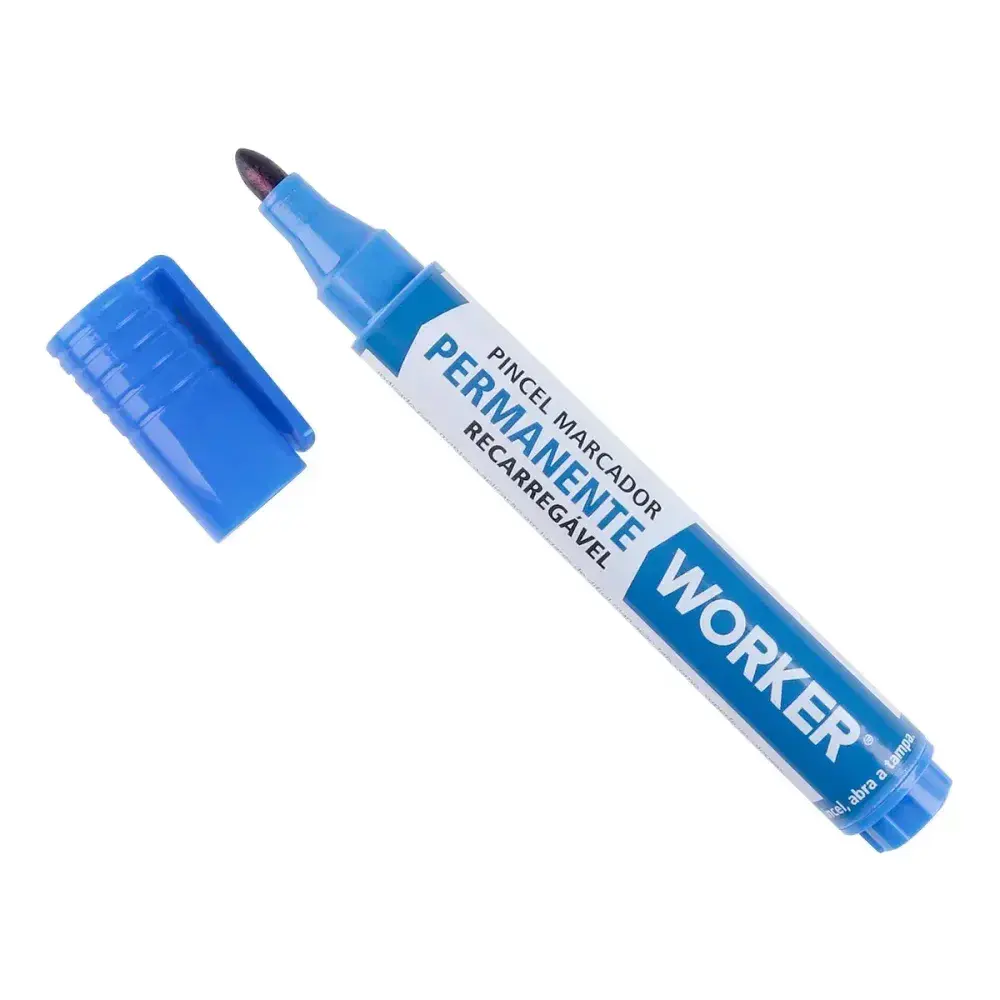 Marcador permanente recarregável azul ponta grossa Worker — fotografia 9