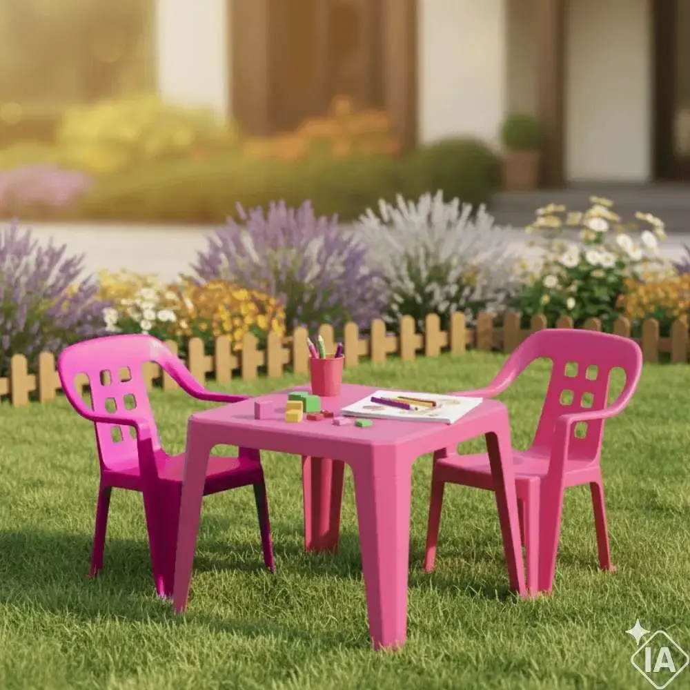 Mesa Play Infantil 61 x 46cm Rosa com 2 Cadeiras de Plástico Infantil Rosa BEL Belfix — fotografia 5